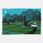 Vanlife in de bergen Camping Moon Stars Theedoek (Horizontaal)