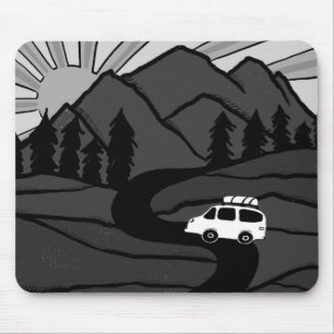 Vanlife MOUNTAIN SUNRISE Illustratie Muismat