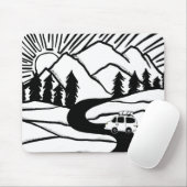 Vanlife MOUNTAIN SUNRISE Illustratie Muismat (Met muis)
