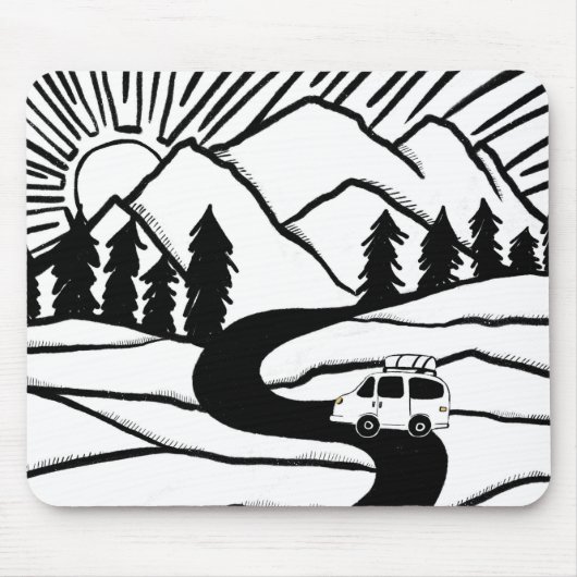 Vanlife MOUNTAIN SUNRISE Illustratie Muismat (Voorkant)