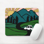 Vanlife MOUNTAIN SUNRISE Illustratie Muismat (Met muis)