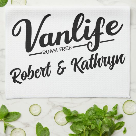 "VanLife" op maat Theedoek (Gevouwen)