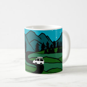 Vanlife Road Trip Campervan Mountain Moon Stars Koffiemok