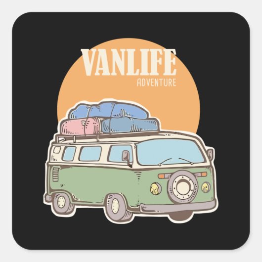 Vanlife Travel Vierkante Sticker (Voorkant)
