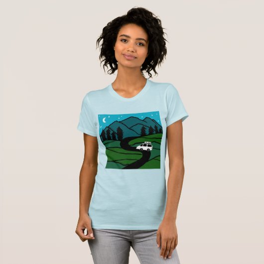 VANLIFE Trees Forest Mountain Ontdek het avontuur T-shirt (Voorkant volledig)