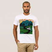 VANLIFE Trees Forest Mountain Ontdek het avontuur T-shirt (Voorkant volledig)