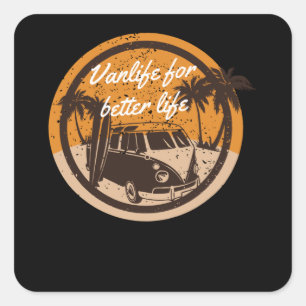 Vanlife voor een beter leven vierkante sticker