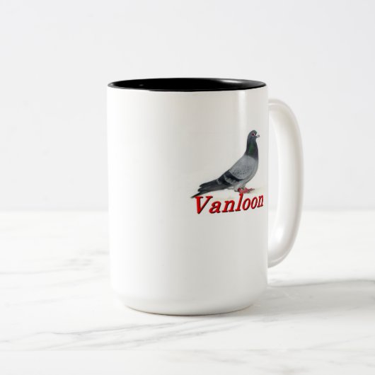 Vanloon Racing Pigeons Tweekleurige Koffiemok (Voorkant rechts)