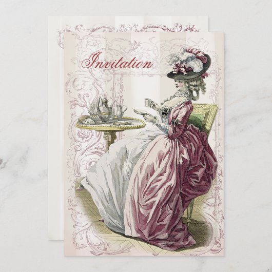 vanmiddag Tea, op ivoor, Kaart (Voorkant / Achterkant)