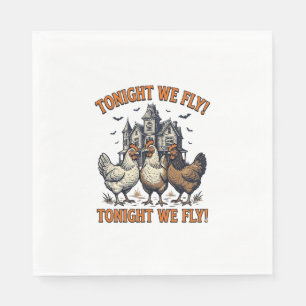 Vannacht Vliegen We Grappige Kip Halloween Shirt O Servet
