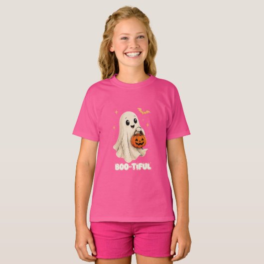 VANOSTÈ Boo-tiful Cute Ghost Graphic T-Shirt | Hal (Voorkant volledig)