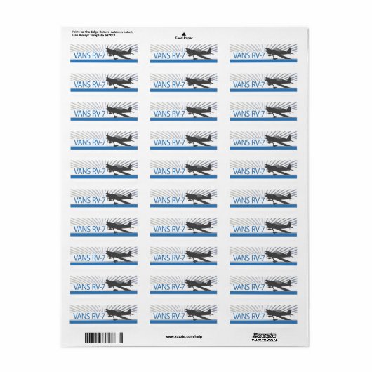 Vans RV-7 Vliegtuig Etiket (Full Sheet)