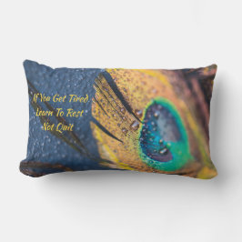 Vantage Gold en Aqua blauw gesneden pauwenveer Kussen