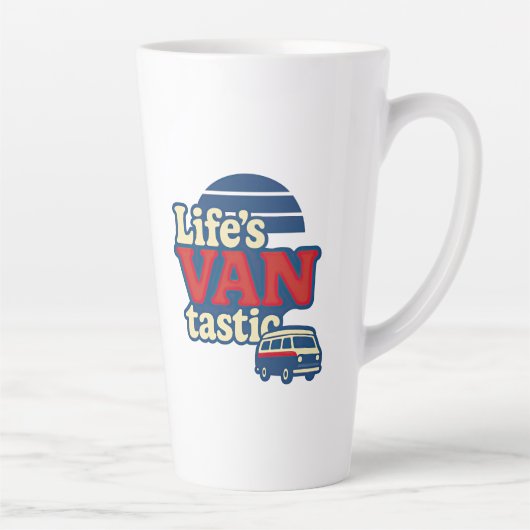 VanTastic Red Cream Blue Edition voor het leven Latte Mok (Rechts)