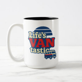 VanTastic Red Cream Blue Edition voor het leven Tweekleurige Koffiemok