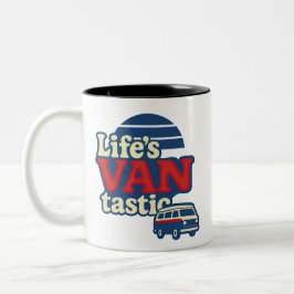 VanTastic Red Cream Blue Edition voor het leven Tweekleurige Koffiemok