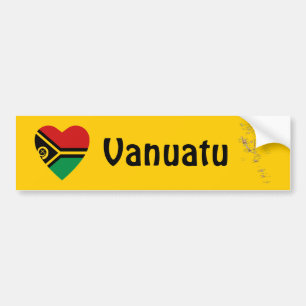 Vanuatu Flag Heart + Map Bumpersticker