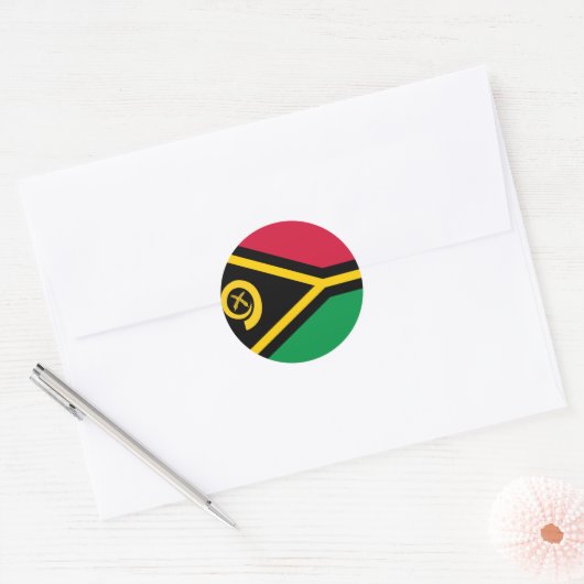 Vanuatu Flag Ronde Sticker (Envelop)