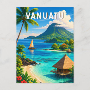 Vanuatu Illustratie Reis Kunst Vintage Briefkaart