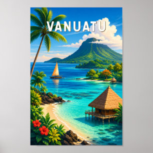 Vanuatu Illustratie Reis Kunst Vintage Poster