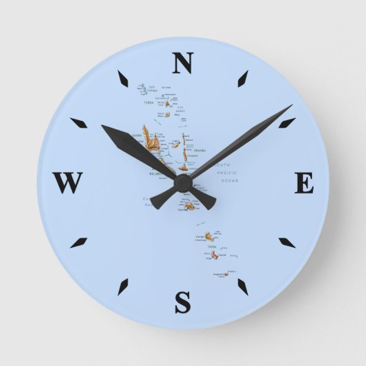 Vanuatu Map Clock Ronde Klok (Voorkant)