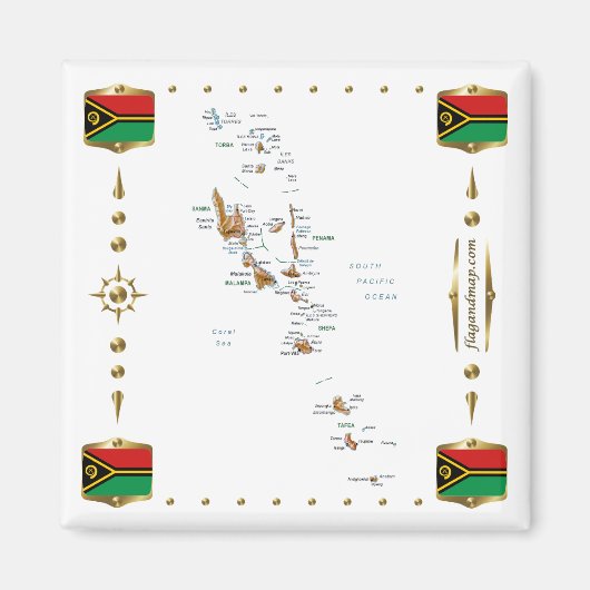 Vanuatu Map + Flags Magnet (Voorkant)