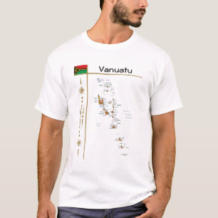 Vanuatu Map + Vlag + Titel T-Shirt