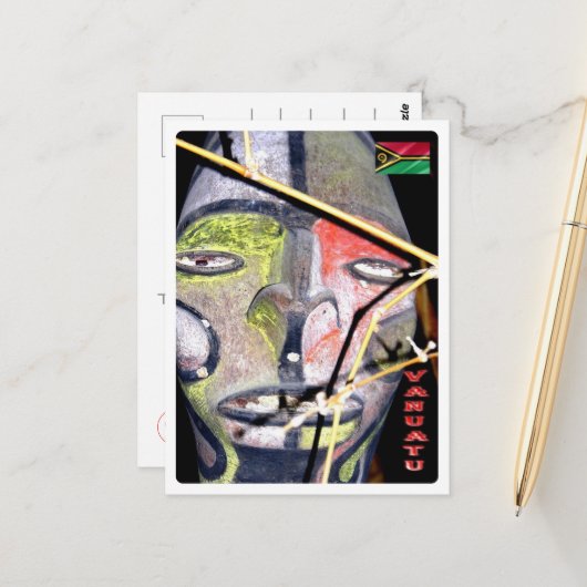 Vanuatu - Masker - Briefkaart (Voorkant / Achterkant in situ)