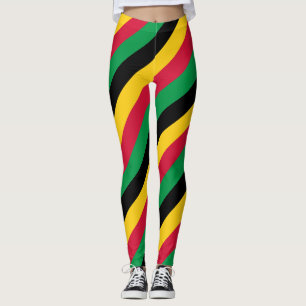 Vanuatu National Flag Colors Diagonal Striped Leggings