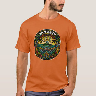 Vanuatu Oceania Badge, Volcan Tropical Emblème T-shirt