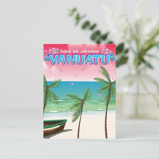 Vanuatu "reis naar avontuur" reisposter. briefkaart (Staand voorkant)