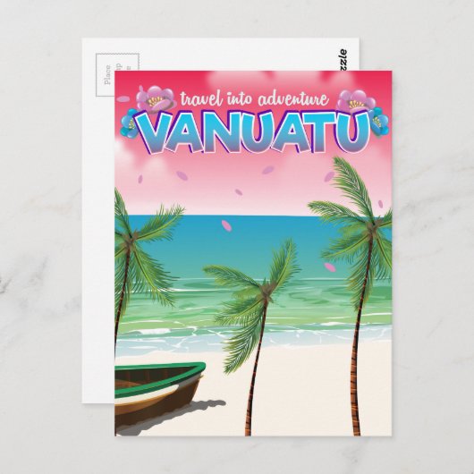 Vanuatu "reis naar avontuur" reisposter. briefkaart (Voorkant / Achterkant)