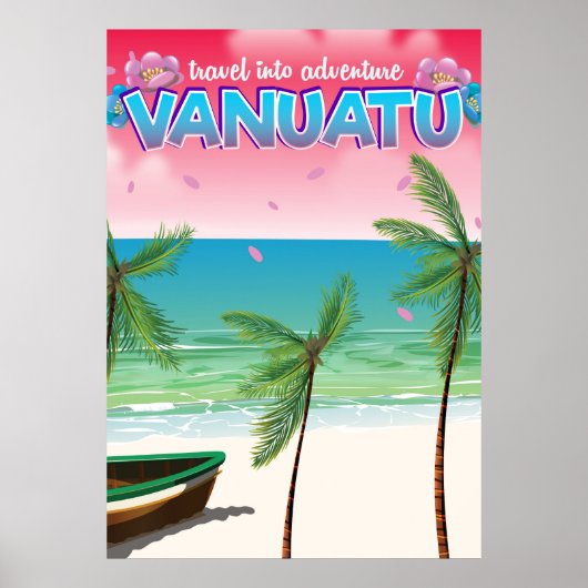 Vanuatu "reis naar avontuur" reisposter. poster (Voorkant)