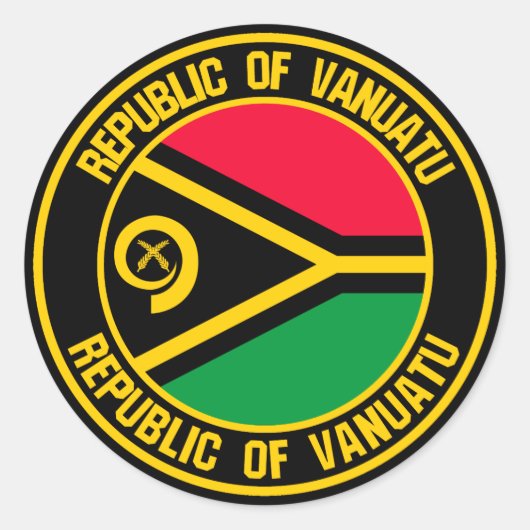 Vanuatu Round Emblem Ronde Sticker (Voorkant)