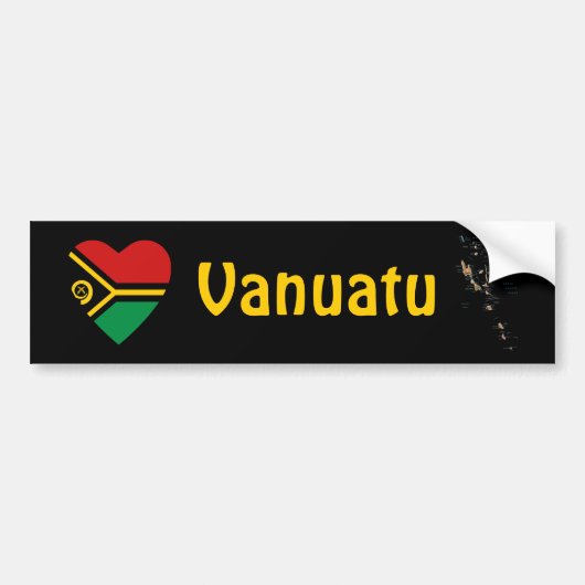 Vanuatu Vlag Hart + Landkaart Bumpersticker (Voorkant)
