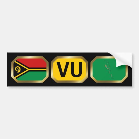 Vanuatu Vlag Landkaart Code Bumpersticker (Voorkant)