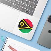 Vanuatu Vlag Ronde Sticker (Laptop met iPhone)