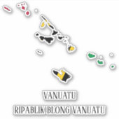 Vanuatu-vlagplattegrond Sticker (Voorkant)
