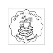 Vanuit de bibliotheek van boeken, boeken en thee rubberstempel (Afrduk)