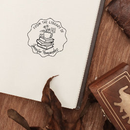 Vanuit de bibliotheek van boeken, boeken en thee rubberstempel