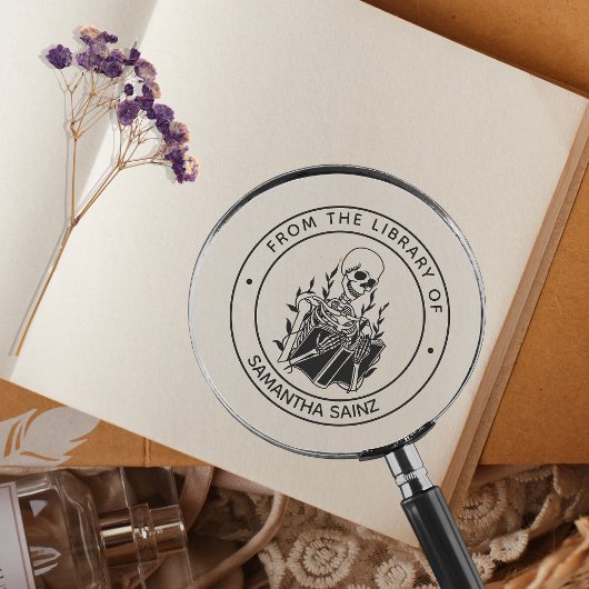 Vanuit de bibliotheek van het Boekstempel Skeleton Zelfinktende Stempel