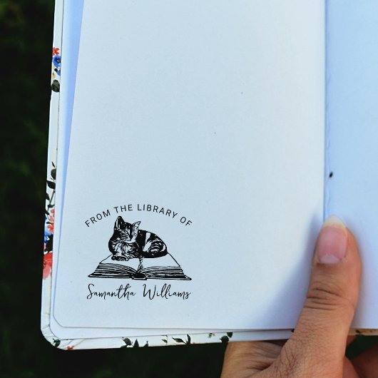 Vanuit de bibliotheek van het Cute Cat Book Rubberstempel