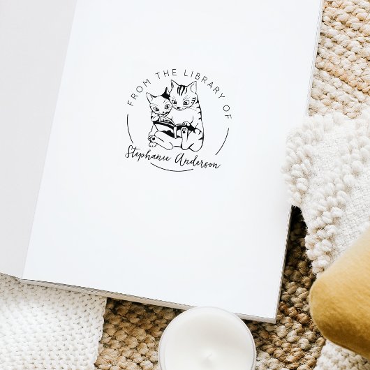 Vanuit de bibliotheek van het Cute Cat Book Rubberstempel
