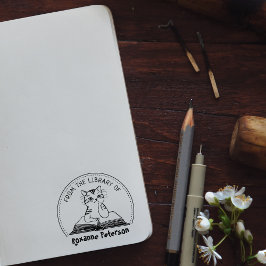 Vanuit de bibliotheek van het Cute Cat Book Rubberstempel