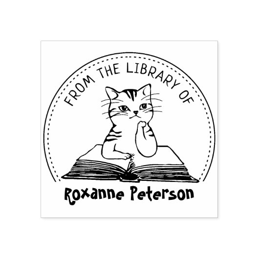 Vanuit de bibliotheek van het Cute Cat Book Rubberstempel (Afrduk)