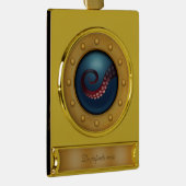 "Vanuit de diepte van het zee" Steampunk Explorer Verguld Banner Ornament (Rechts)