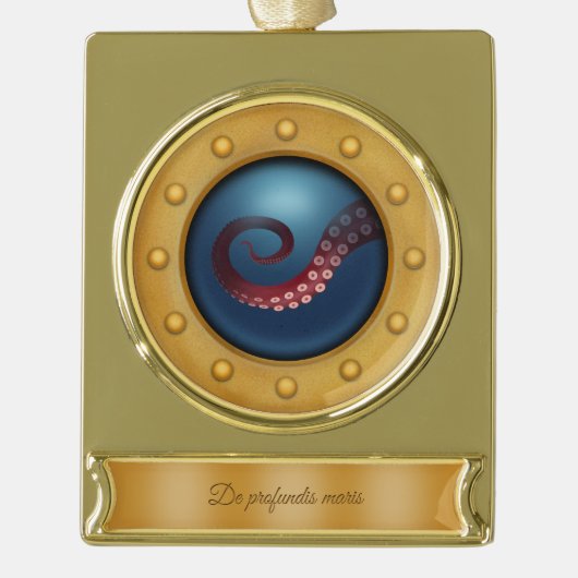 "Vanuit de diepte van het zee" Steampunk Explorer Verguld Banner Ornament (Voorkant)