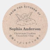 Vanuit de keuken van Christmas Angel Wing Kraft Ronde Sticker (Voorkant)