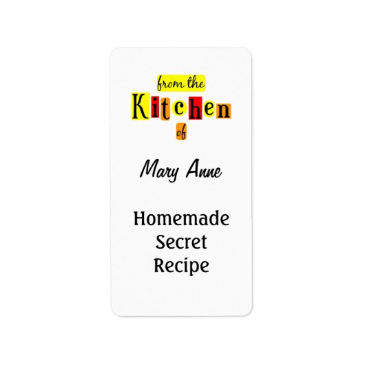 Vanuit de keuken van Retro Custom Canning Labels (Voorkant)