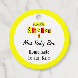 Vanuit de keuken van Retro Gele Aangepaste Bakkeri Bedankjes Labels